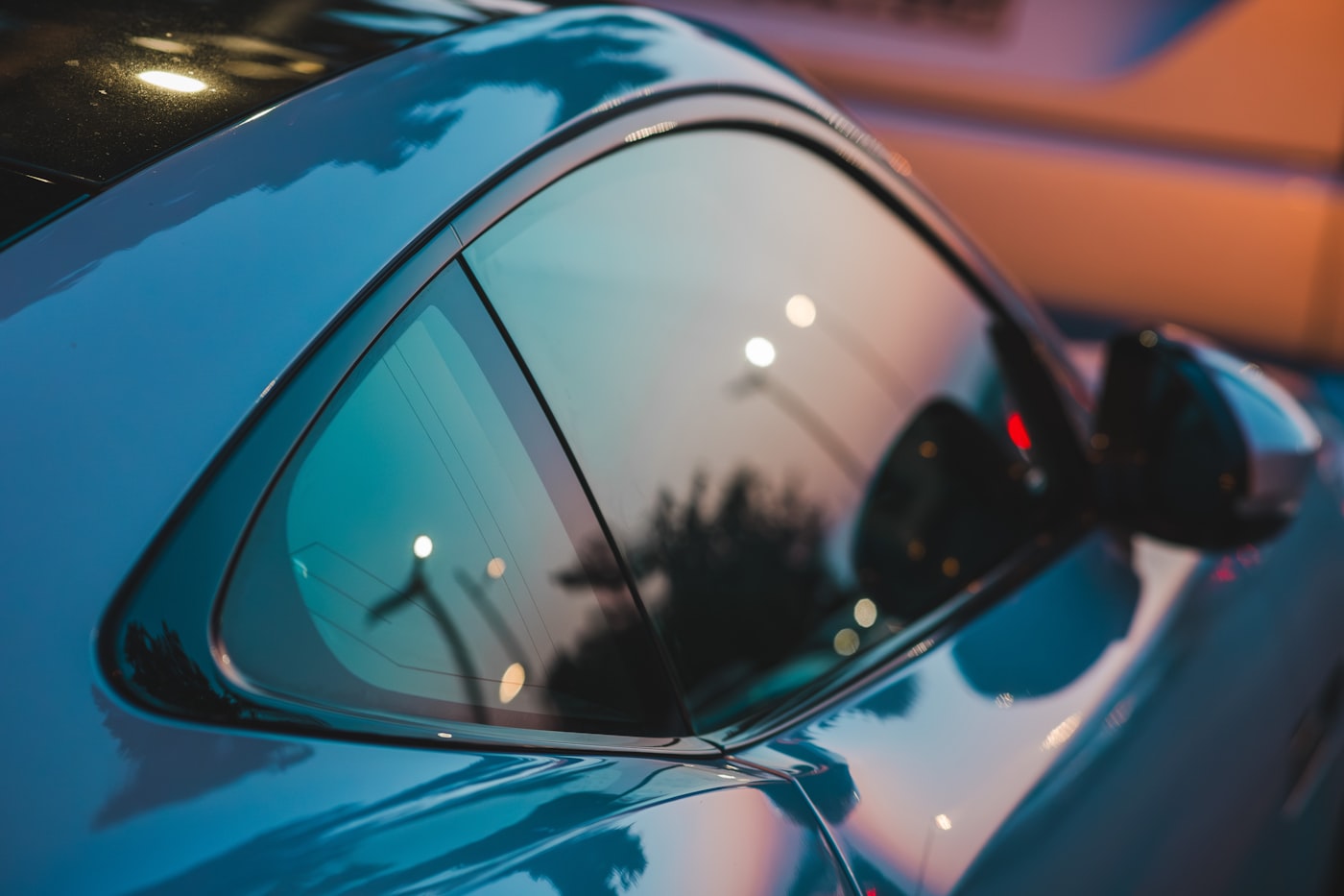 Close-up of a car side mirror